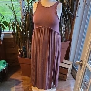 POL Acid Wash Maroon Ruched Halter Midi Sundress
